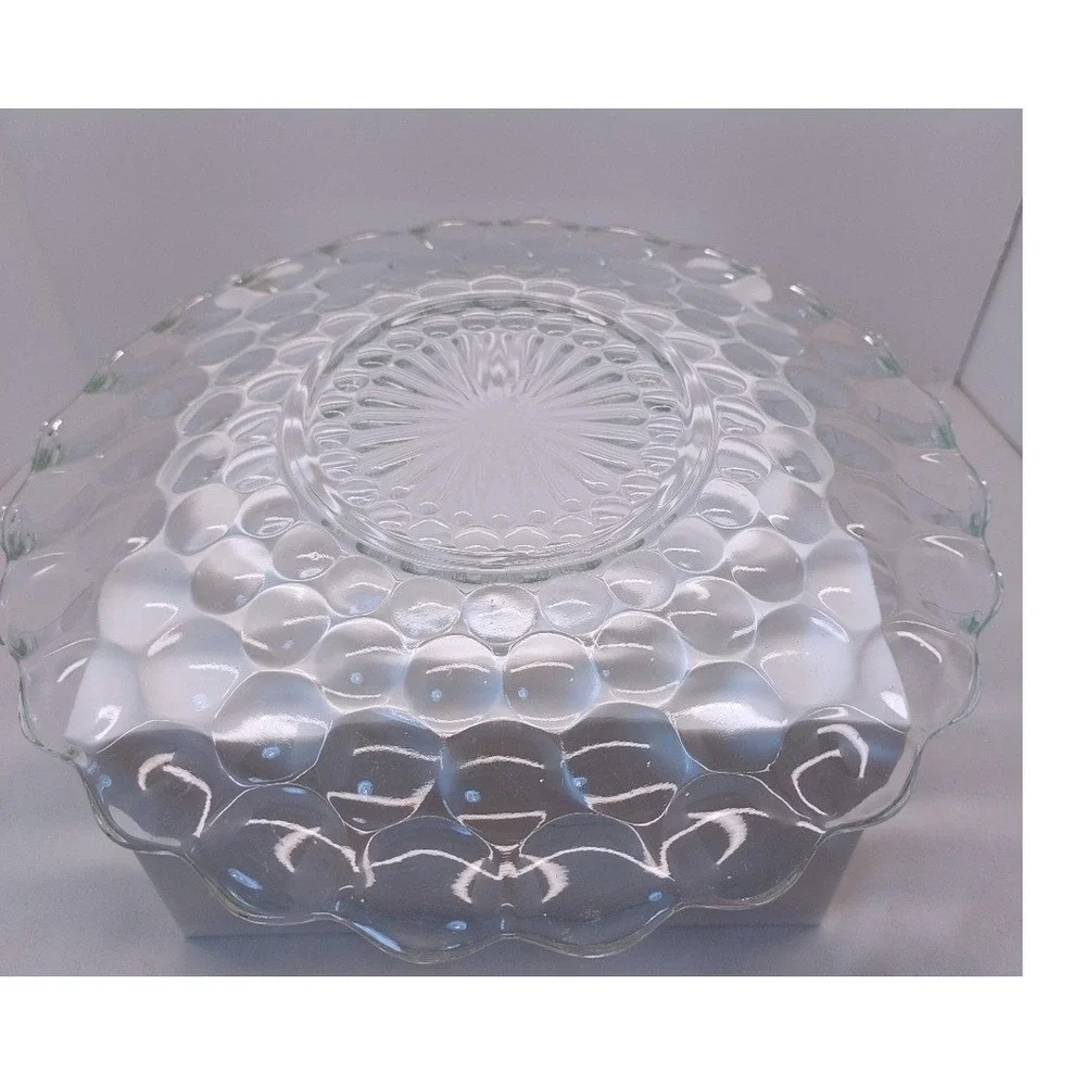 Vintage Anchor Hocking Bubble Glass Clear Serving Plate - 10‎ inch Diameter